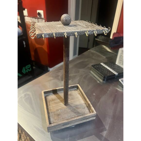 Ikee Design Wooden Rotating Jewelry Organizer Necklace & Bracelet gray brown - Picture 2 of 5